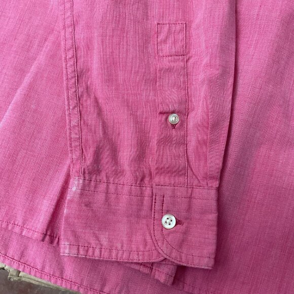 Chaps Mens Long Sleeve Button-Down Shirt XL Pink Easy Care Cotton Blend - Picture 5 of 8